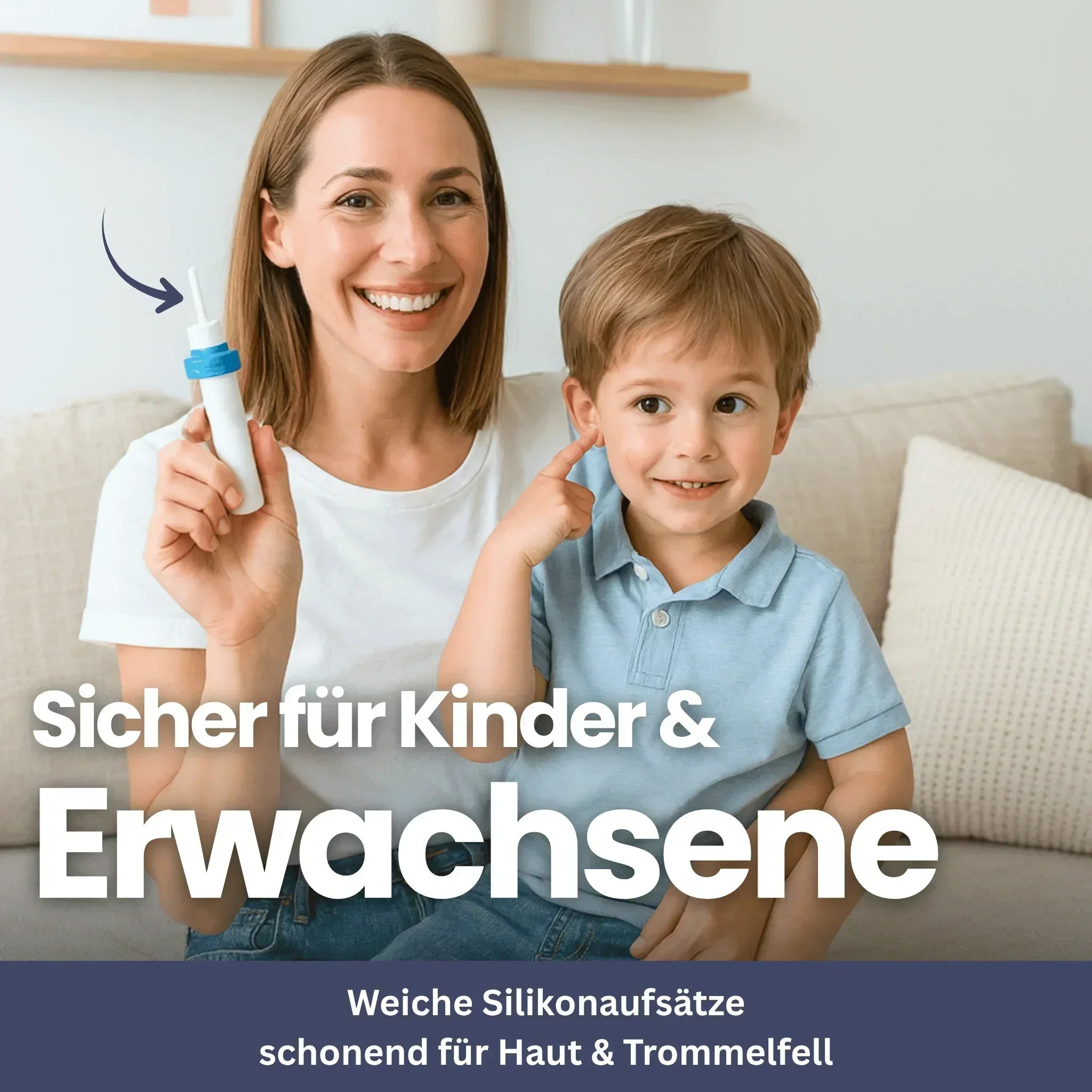 Ohrreiniger mit Saugfunktion, ergonomisches Design, zur effektiven und schonenden Entfernung von Ohrenschmalz.