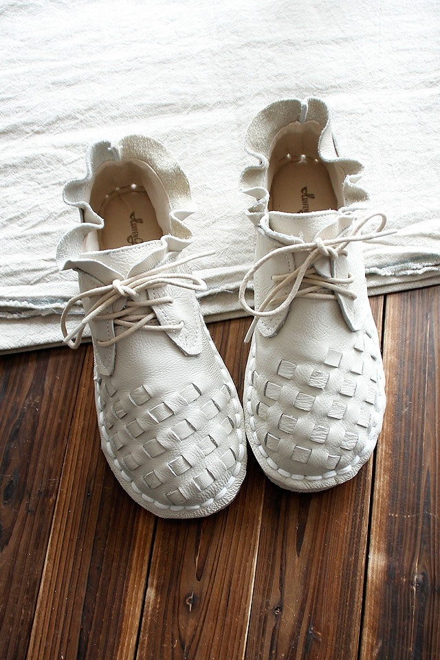 "Retro-stilvolle Damenschuhe, künstlerisch, leicht, in Aprikose, Beige Weiß, Braun, Schwarz, komfortables Design."