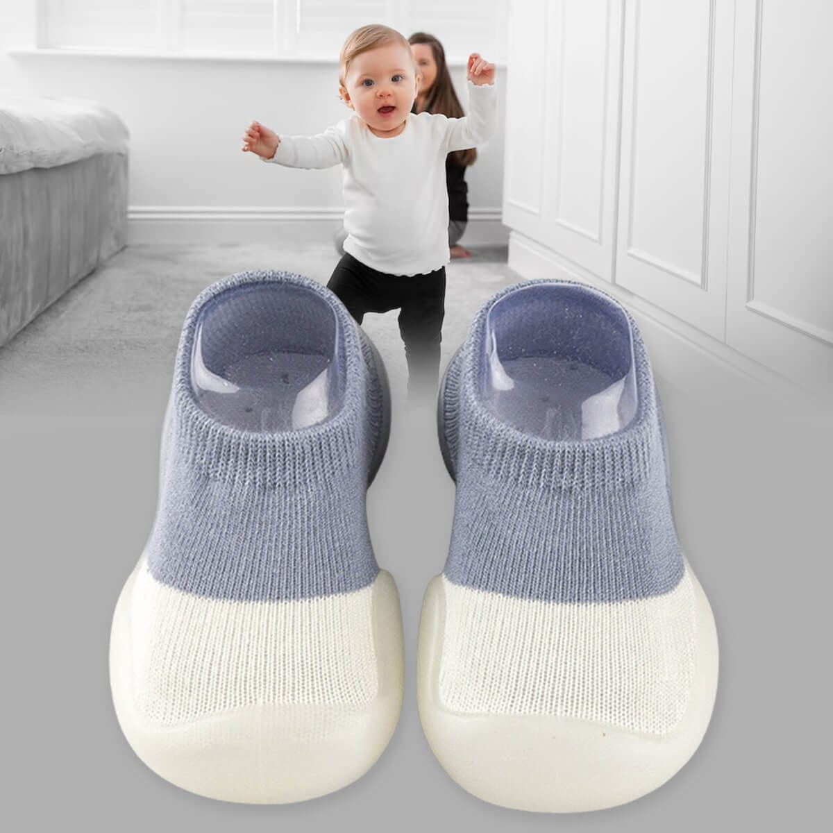 Rutschfeste, atmungsaktive Babyschuhe aus flexiblem, leichtem Material für natürliche Fußentwicklung und sicheren Halt.