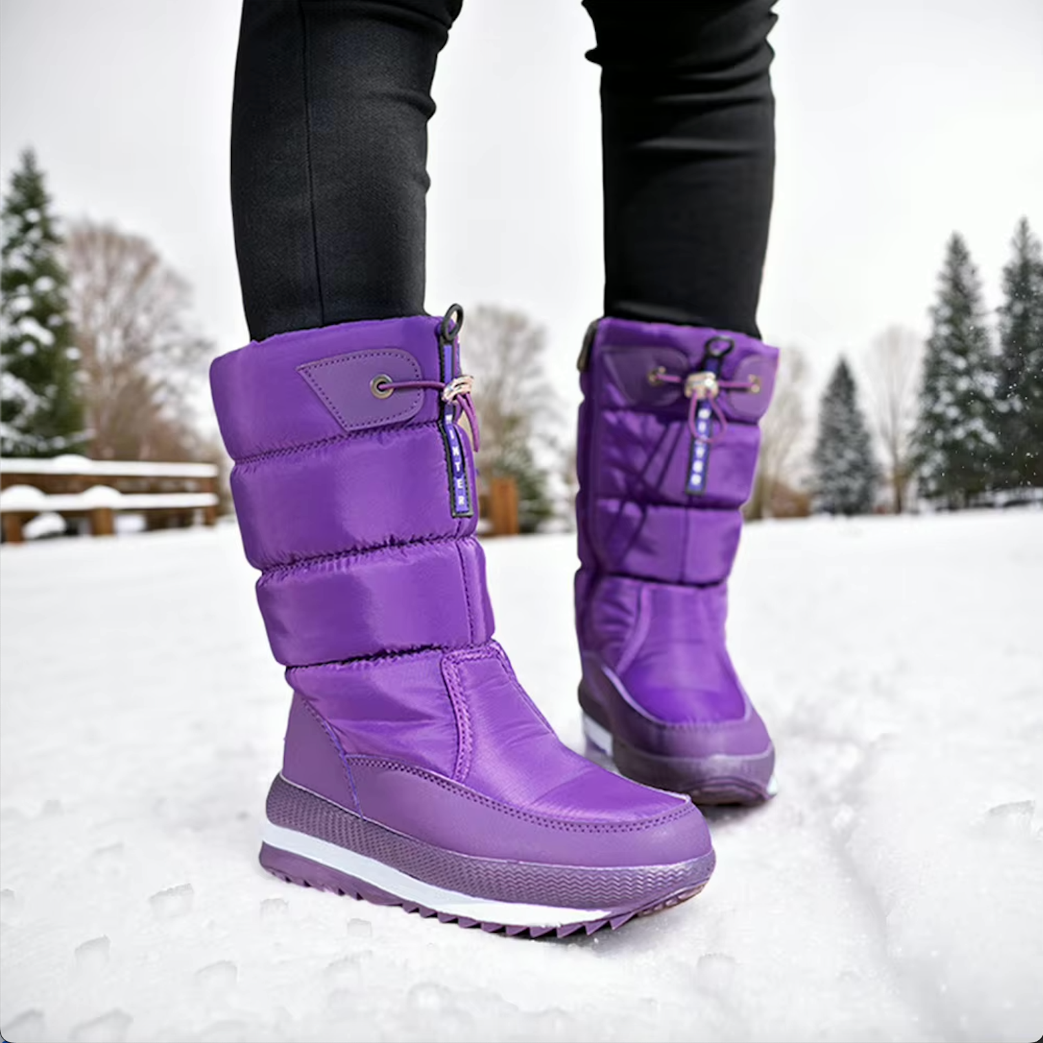 Rutschfeste wasserdichte Winterstiefel mit flauschigem Innenfutter, ideales modisches Damen-Schuhwerk für kalte Tage.