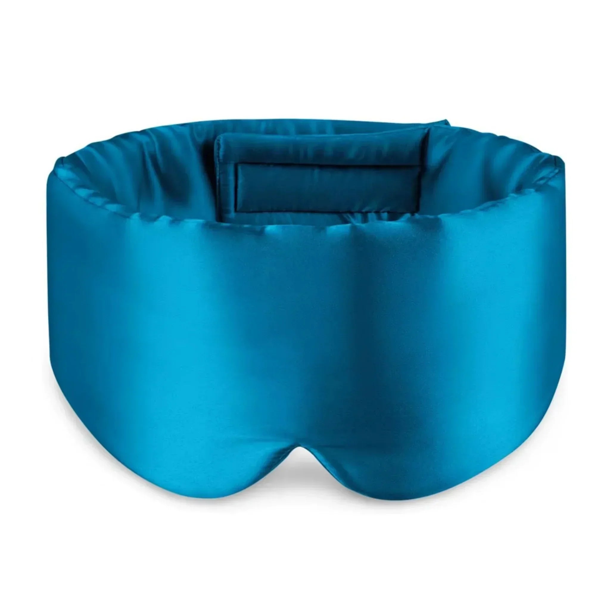"Samtweiche Schlafmaske aus Seide, dunkelblau, ergonomisches Design, ideal für erholsamen Schlaf und Reisen."