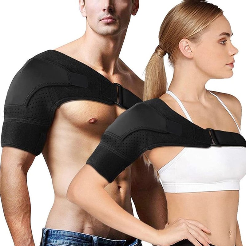 "Schulterbandage StabilityPro in Schwarz, verstellbare Kompression, atmungsaktiv, unterstützt Schultermuskeln, lindert Schmer