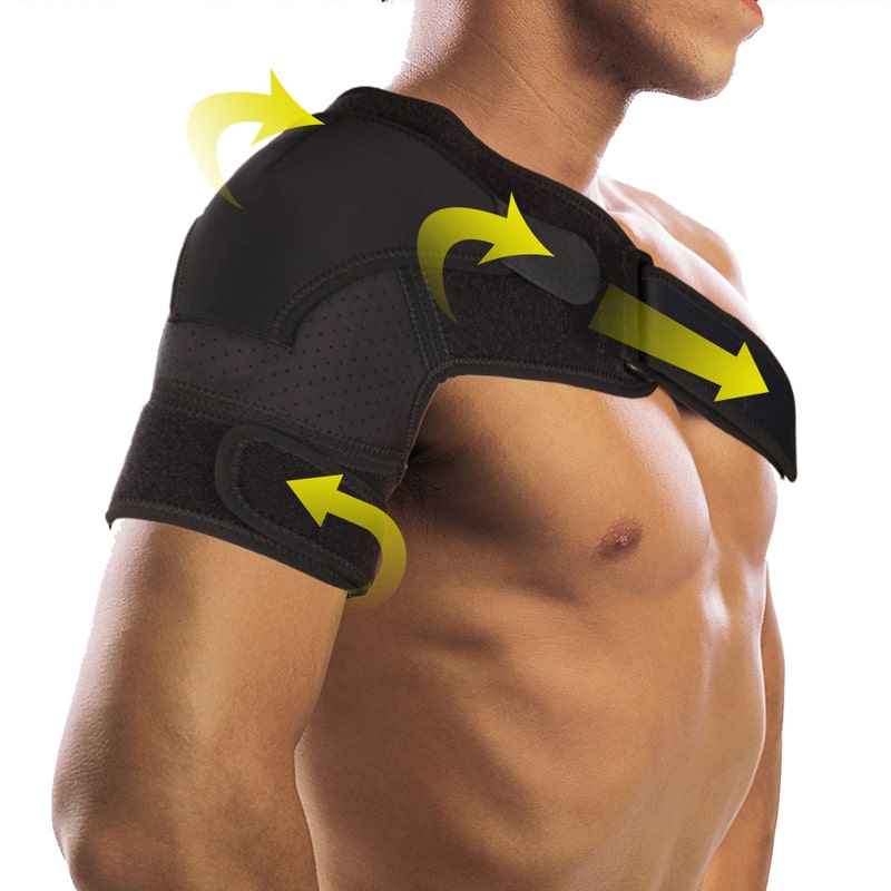 "Schulterbandage StabilityPro in Schwarz, verstellbare Kompression, atmungsaktiv, unterstützt Schultermuskeln, lindert Schmer
