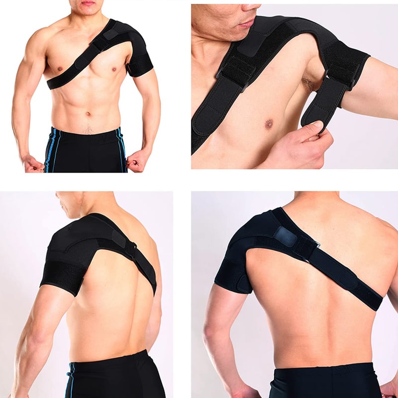"Schulterbandage StabilityPro in Schwarz, verstellbare Kompression, atmungsaktiv, unterstützt Schultermuskeln, lindert Schmer