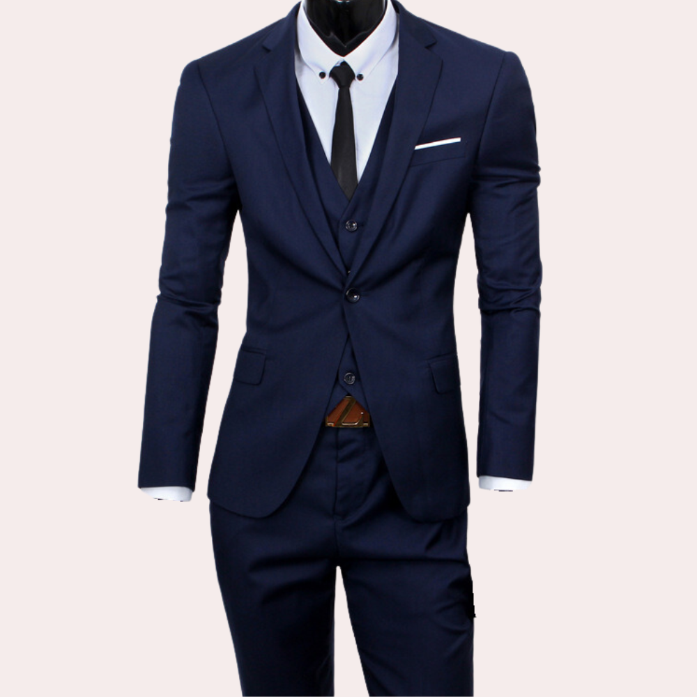 "Slim Fit Herrenanzug Dreiteiler in elegantem Design mit Blazer, Weste und Hose für stilvolle Events und Anlässe"