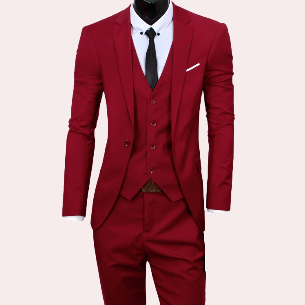 "Slim Fit Herrenanzug Dreiteiler in elegantem Design mit Blazer, Weste und Hose für stilvolle Events und Anlässe"