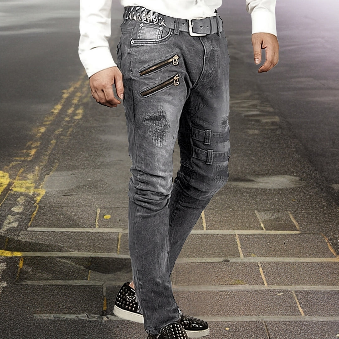 Stilvolle Motorradhosen für Männer in Blau, Grau, Schwarz; robuster Schutz, komfortable Passform, ergonomisches Design.