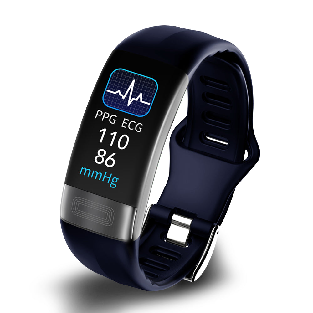 Stilvolle Smartwatch mit Silikonband, bietet EKG, Blutdruck- und Herzfrequenzüberwachung, ideal für Gesundheitsbewusste.