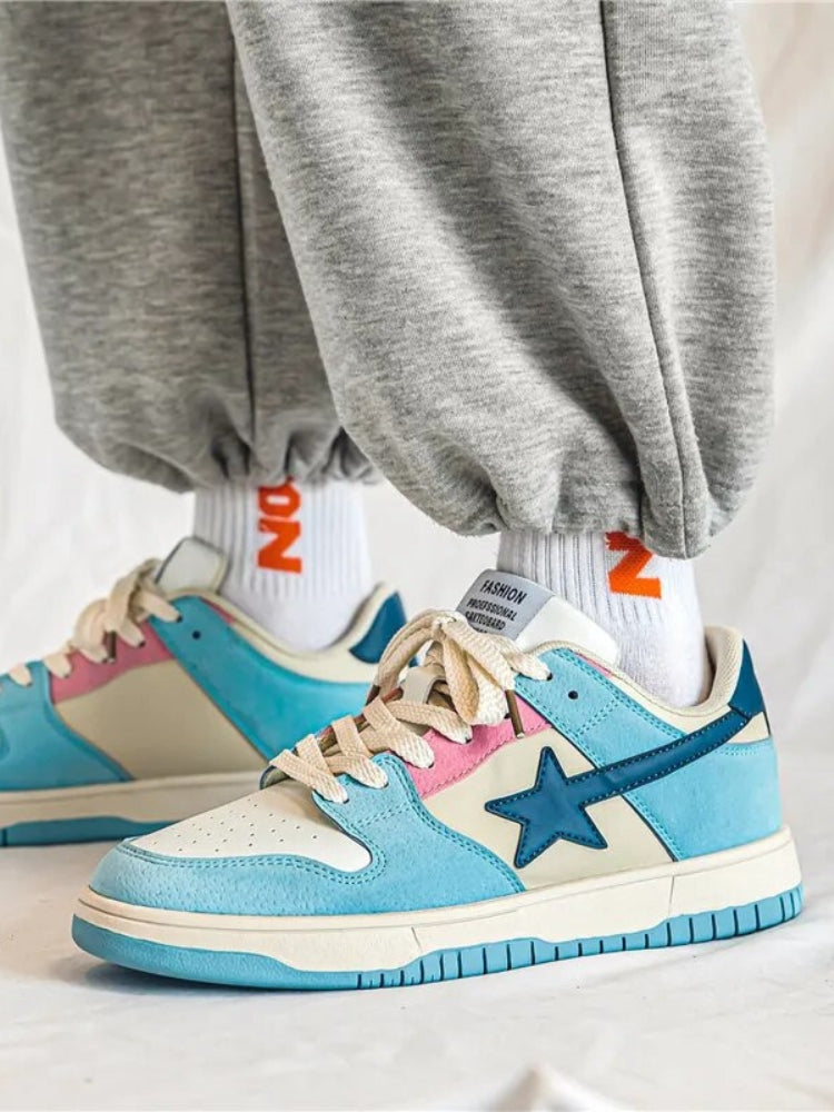 Hvit Blå Star Joggesko
