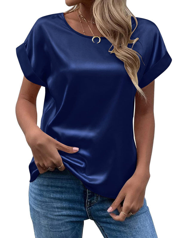 "Weißes Damen Sommertop, lässiger Stil, kurze Ärmel, schmeichelnde Passform, vielseitig für Sommeroutfits."