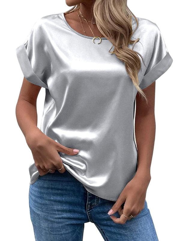 "Weißes Damen Sommertop, lässiger Stil, kurze Ärmel, schmeichelnde Passform, vielseitig für Sommeroutfits."