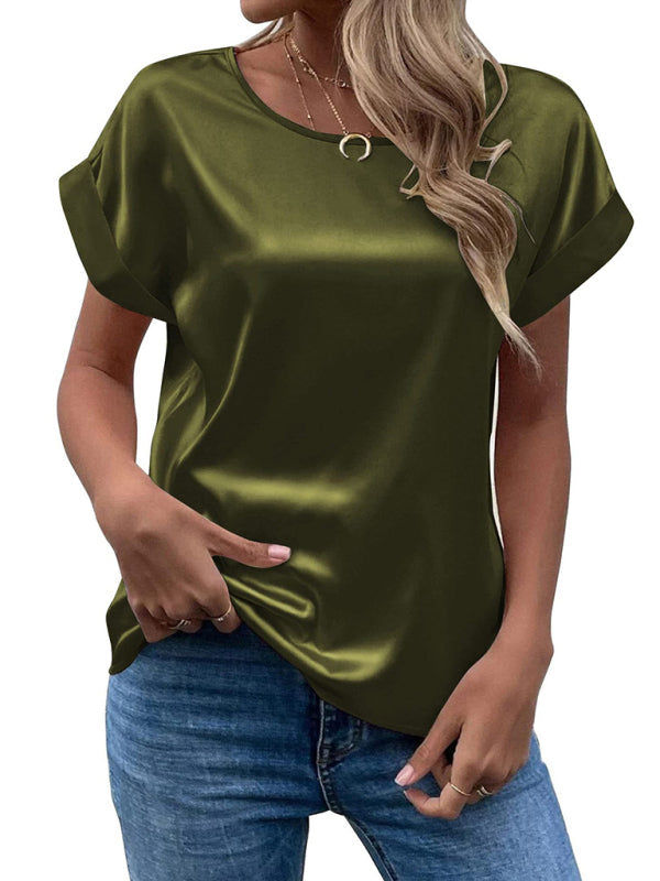"Weißes Damen Sommertop, lässiger Stil, kurze Ärmel, schmeichelnde Passform, vielseitig für Sommeroutfits."