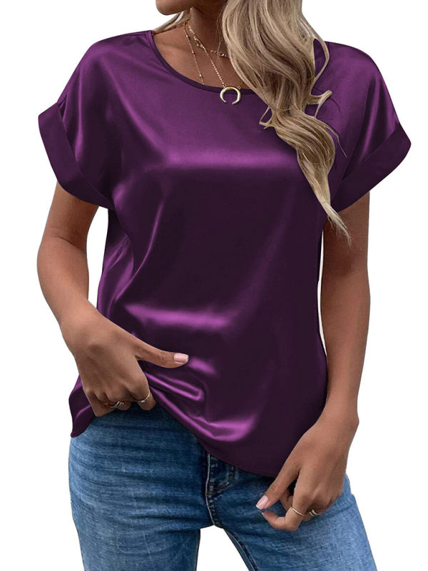 "Weißes Damen Sommertop, lässiger Stil, kurze Ärmel, schmeichelnde Passform, vielseitig für Sommeroutfits."