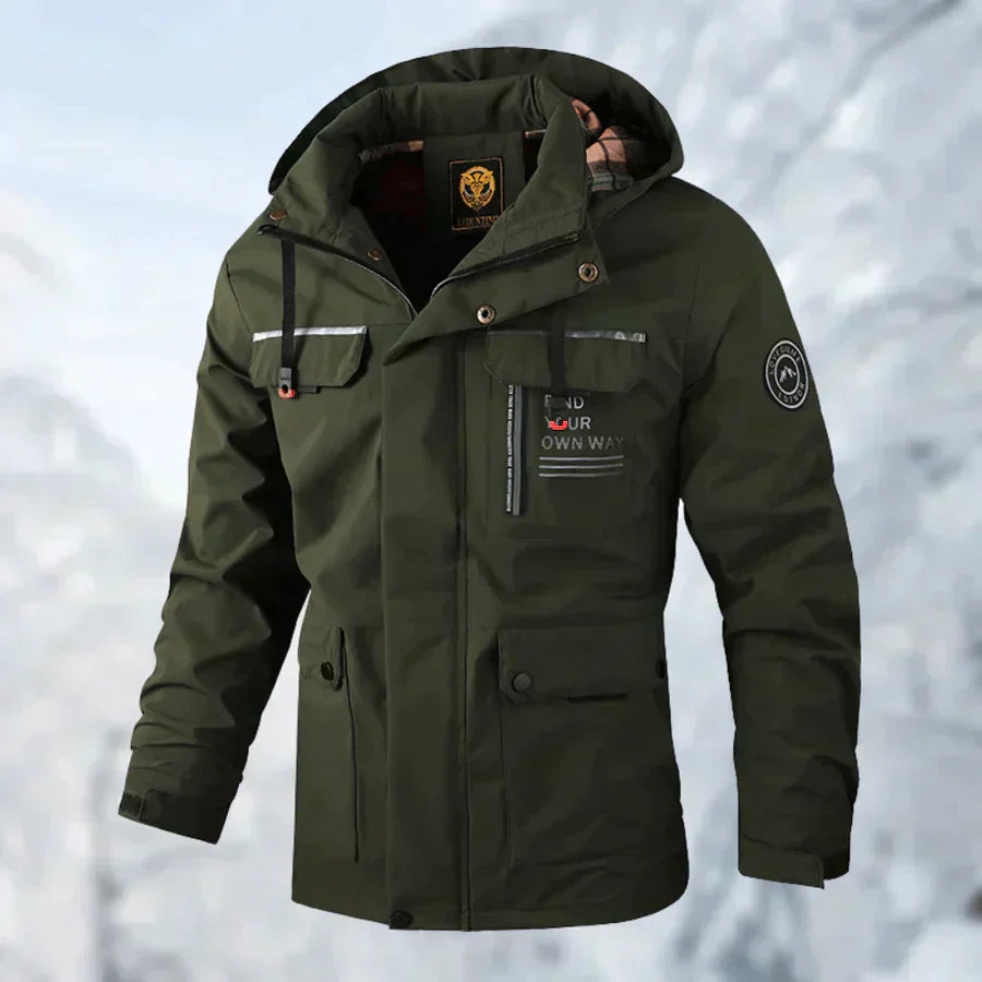 "Winddichte Winterjacke für Frauen, grün, wasserfest, isoliert, stilvoll für kalte Wintertage, Größen XS bis XL verfügbar."