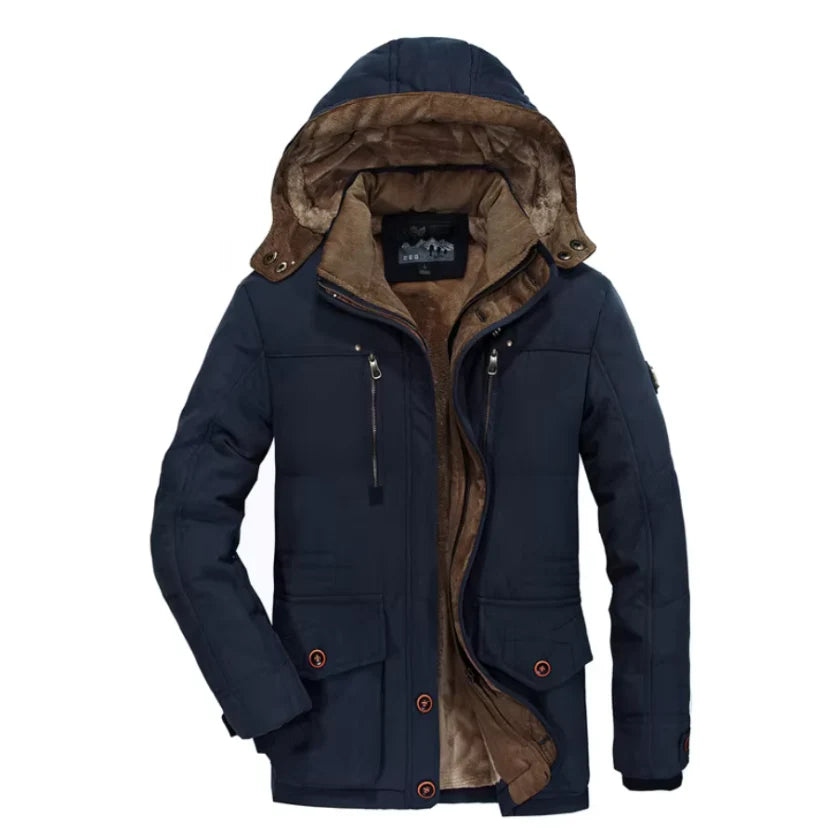 "Winterjacke Herren mit Kapuze, dicke Fütterung, klassisches Design, ideal für kalte Tage und Freizeitaktivitäten, warm"