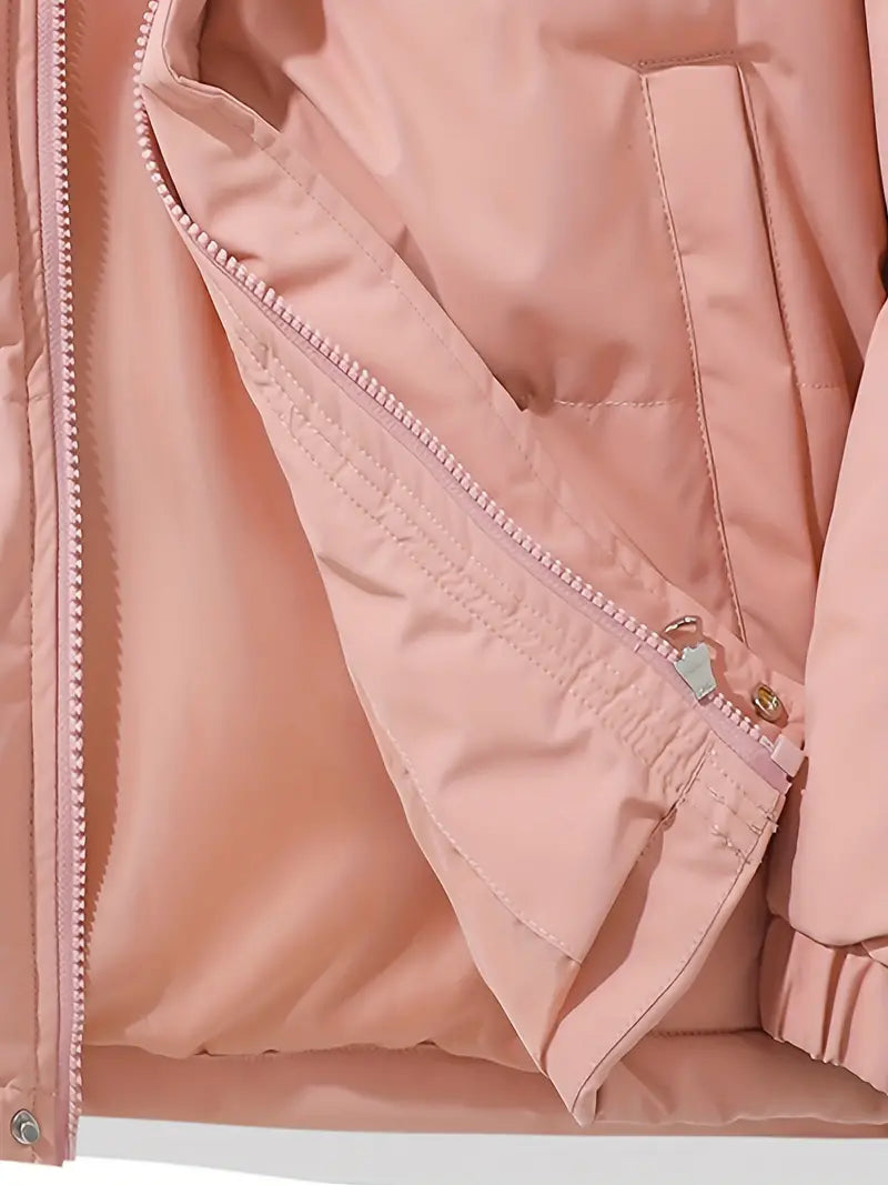 "Wolff Winter Puffer Jacke für Damen, gemütlich, stilvolles Steppmuster, warm und modisch in Beige, Outdoor geeignet."