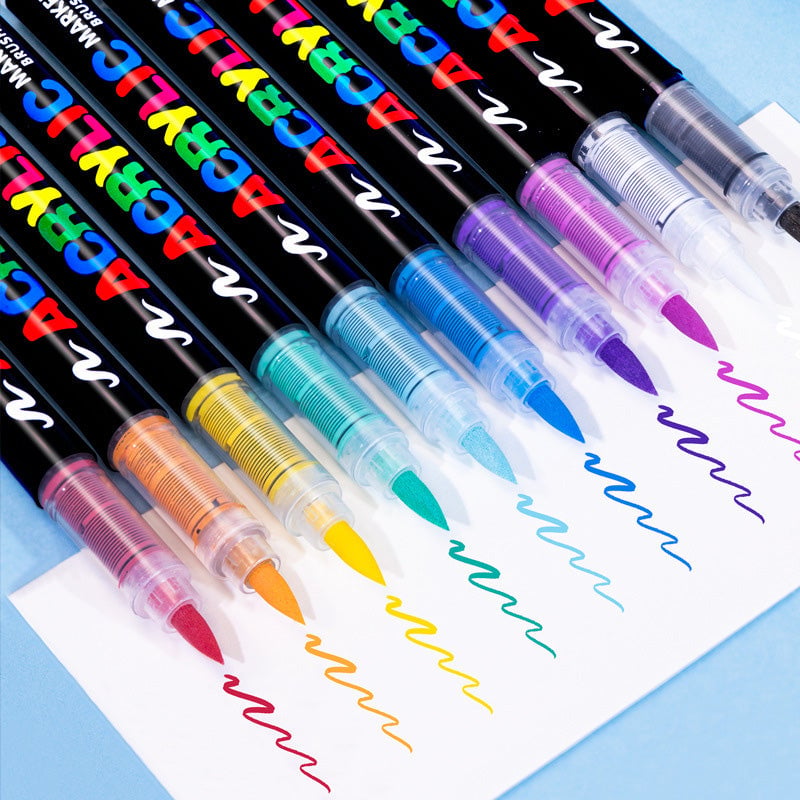Levende farger akrylmarkører for studentkunst og kreative DIY-prosjekter.