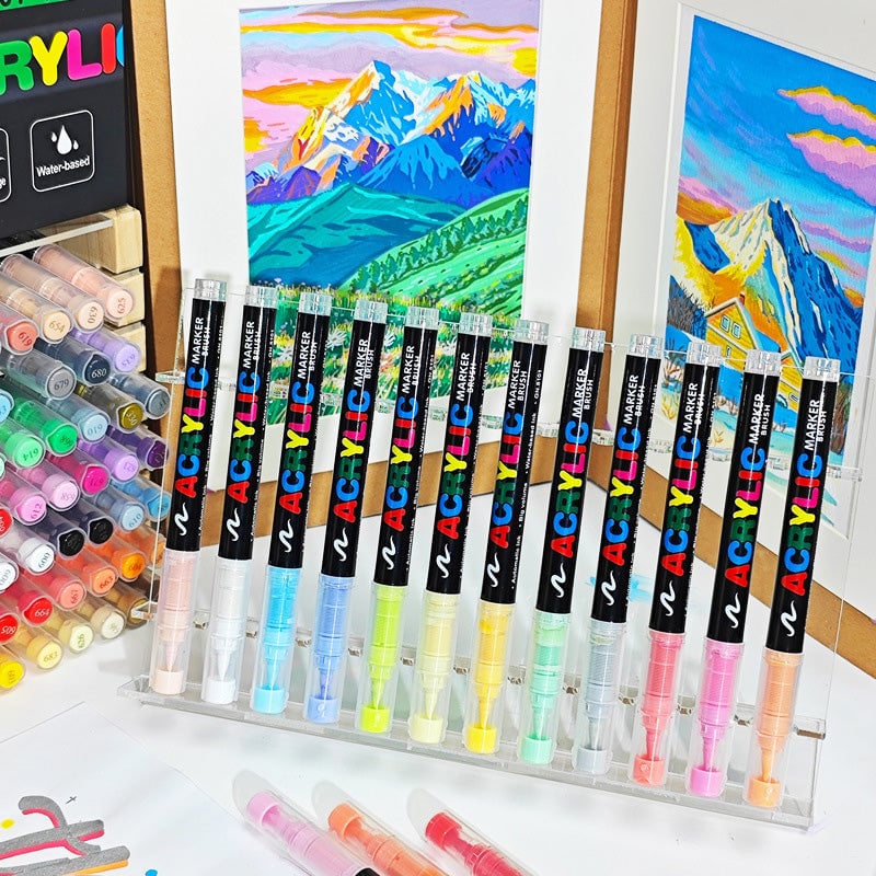 Penselspiss akrylmarkører, perfekt for detaljert kunst og håndverk hobby.