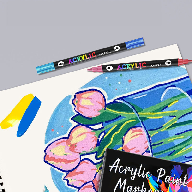 Allsidig akrylpenn marker med dobbel tupp for kunst, håndverk og kreative uttrykk.