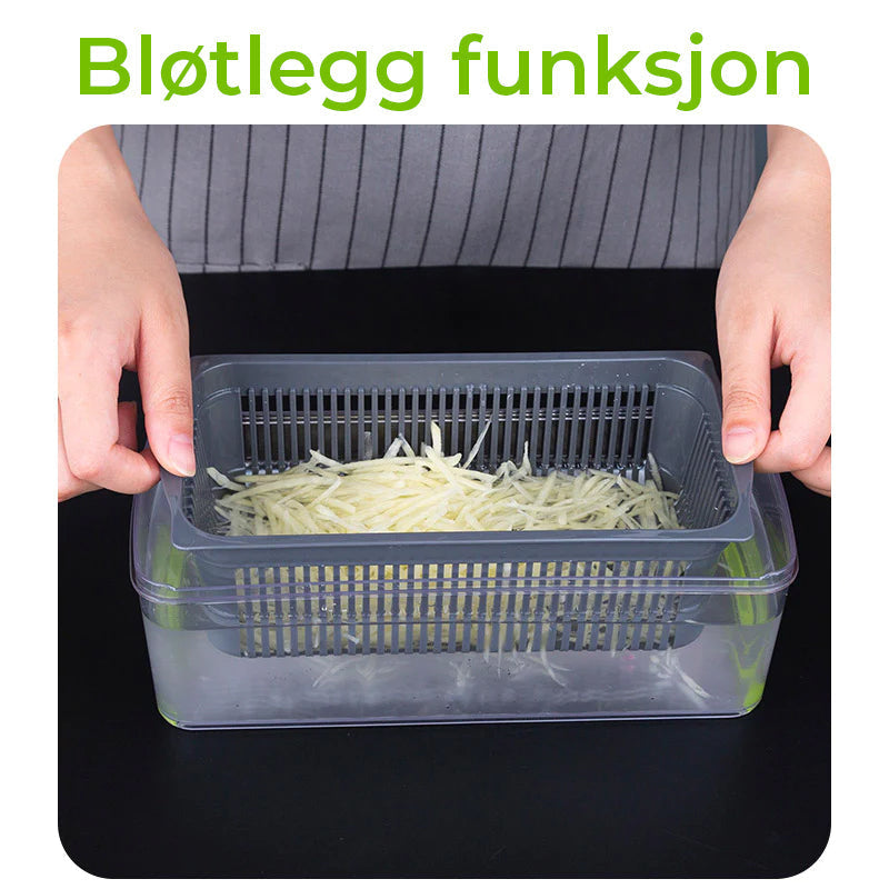 Organiserte ingredienser. Allsidig mathakker og rivjern for frukt og grønnsaker. Spar tid på kjøkkenet.