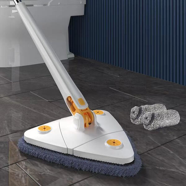 Skinnende rent gulv etter bruk av den 360° roterende mikrofiber moppen, for et hygienisk hjem.