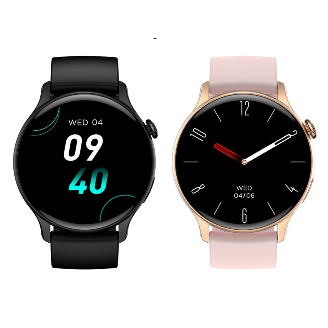 Slank AMOLED smartklokke for kvinner. Elegant design med avansert helsesporing og tilkobling.