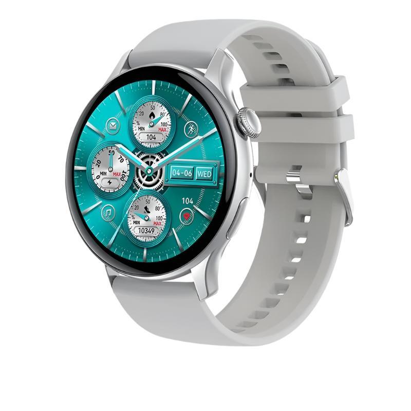 Kvinnelig smartklokke med AMOLED, ideell for trening. Aktivitetsmåler og pulsmåler for bedre helsesporing.