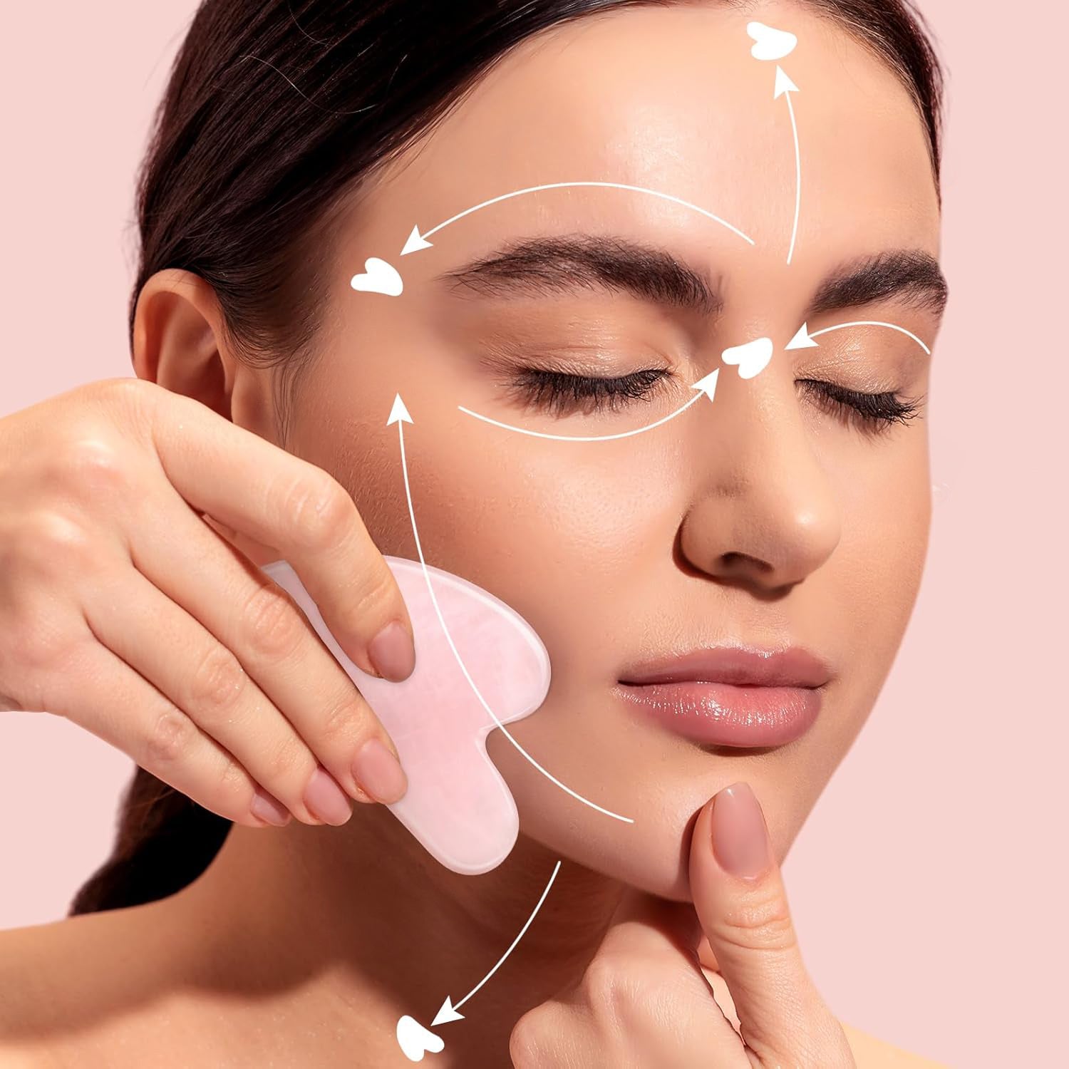 Naturlig ansiktsrulle og Gua Sha-verktøy. Optimal for hudpleie, gir hudglød og en beroligende ansiktsmassasje.