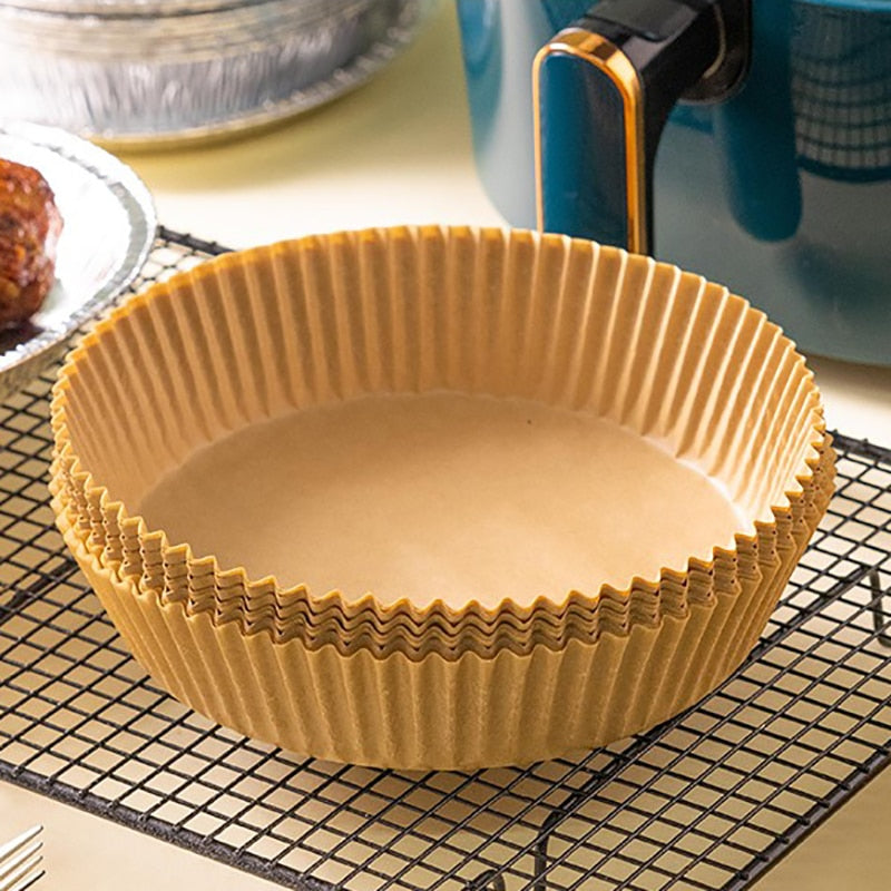 Bakepapirsett (50 stk.) for airfryere, holder apparatet rent