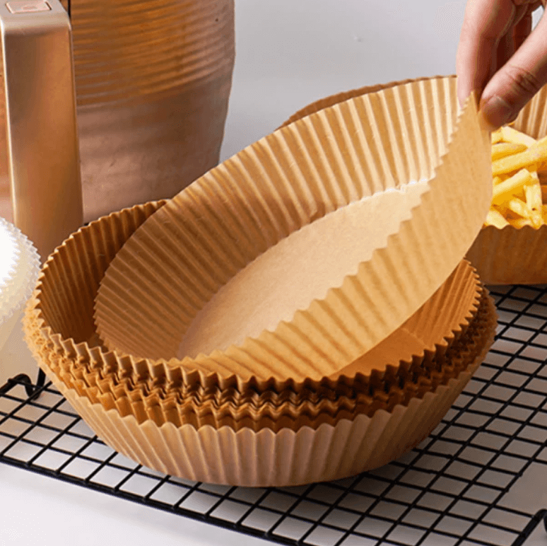 Non-stick bakepapir, rundt, ideelt for sprø resultater i airfryer (50 stk.)