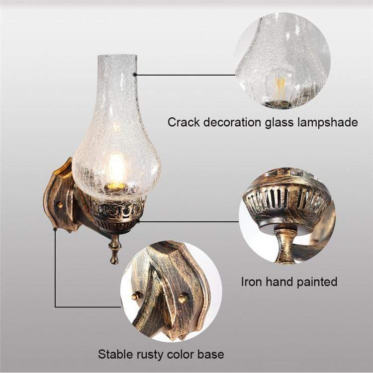 Antikk vegglampe i industriell stil med E27 fatning. En allsidig retrolampe for hjemmeinnredning og interiørdesign.