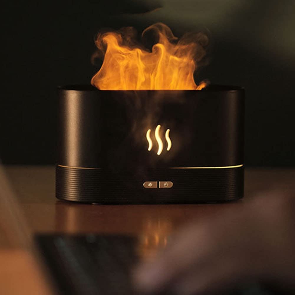 Avslappende flamme-aromadiffuser; perfekt for velvære og ro med essensielle oljer i hjemmet.
