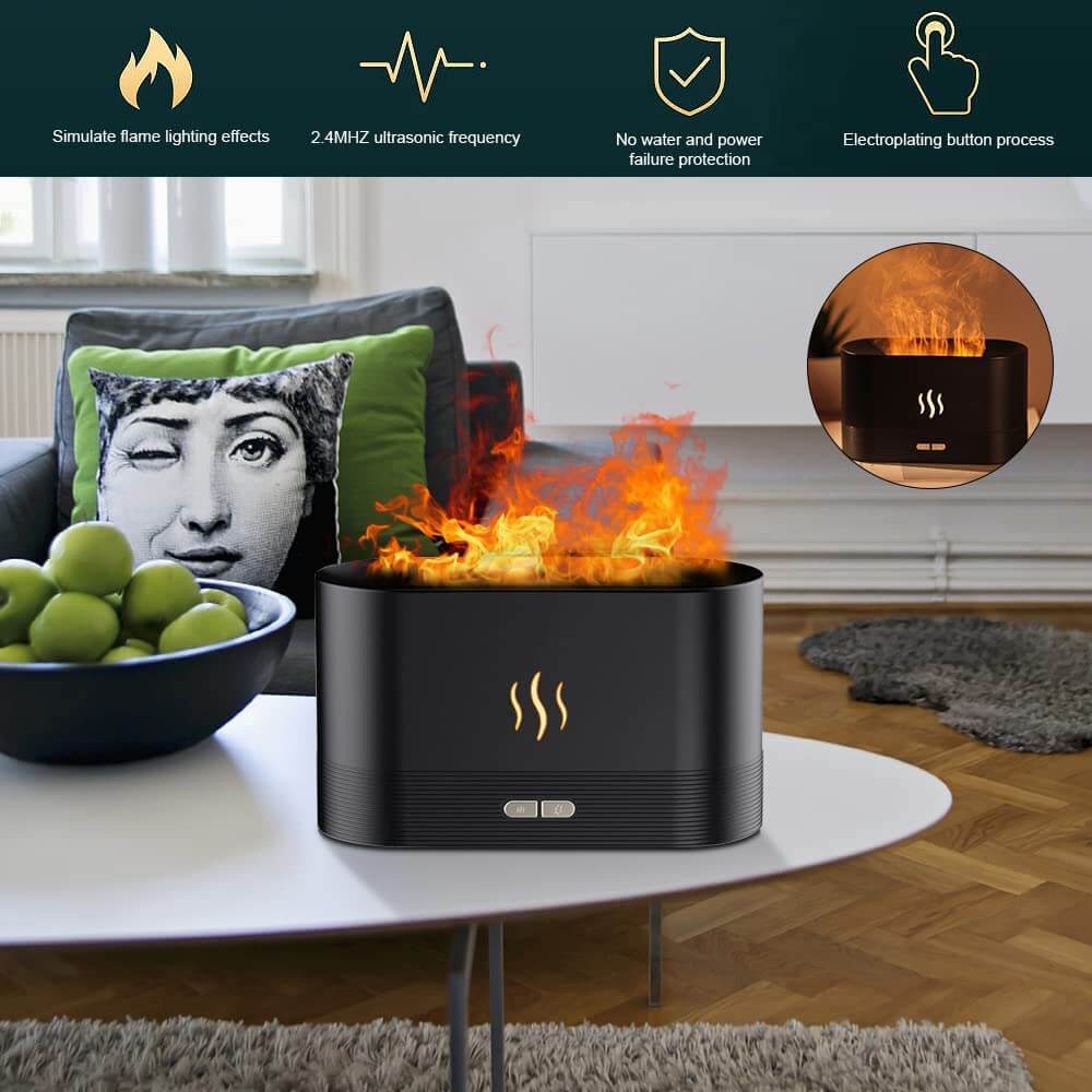 Realistisk flamme-aromadiffuser som gir varme og duft. En flott dekor for ethvert hjem.