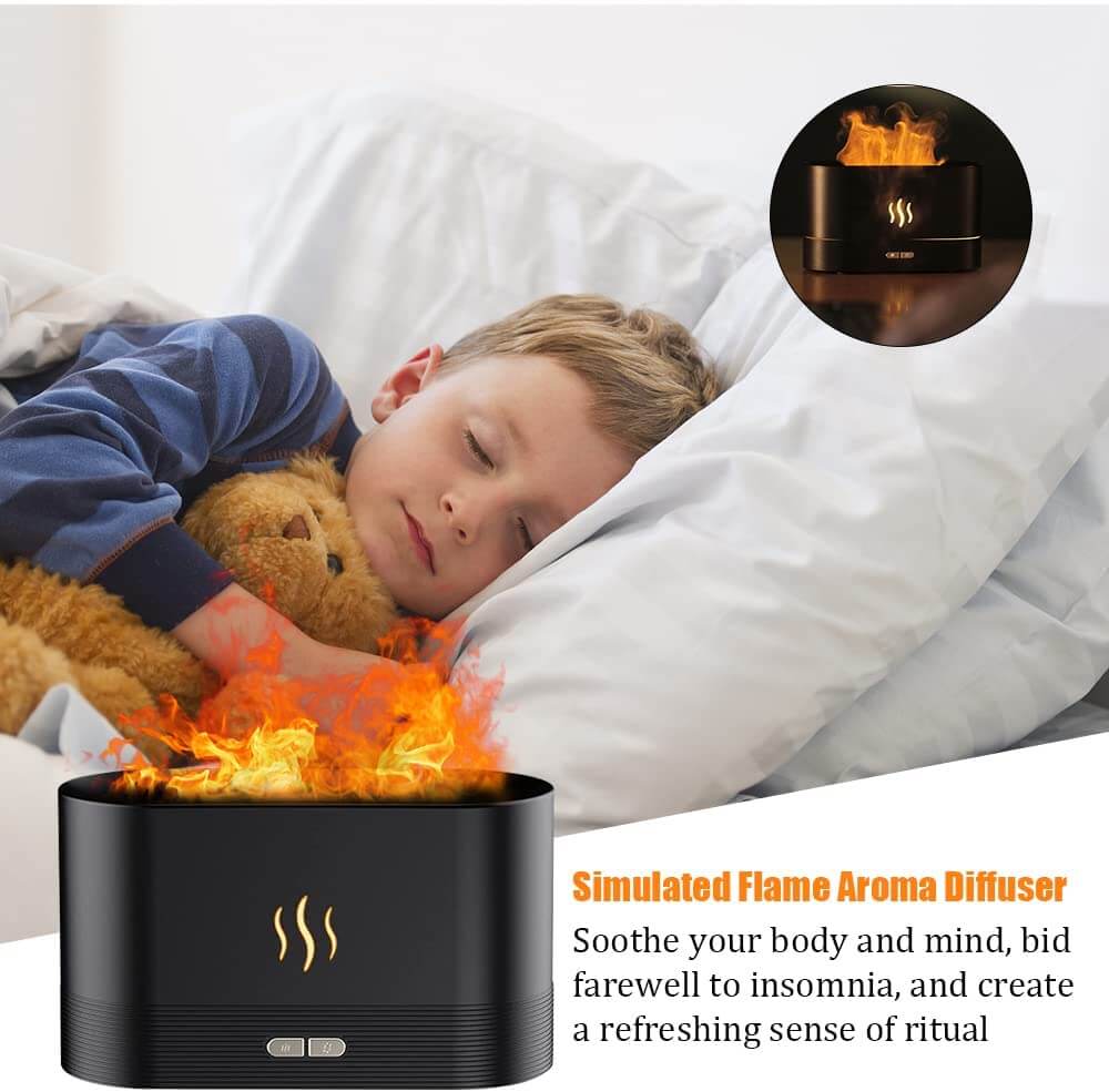 Kompakt aromadiffuser med flammeeffekt. Forbedrer luften og skaper hygge i hjemmet.