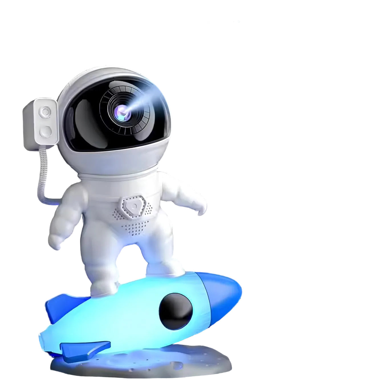 Astronautlampe med galakseprojeksjon for stjernehimmel, romdekor og stemningslys.
