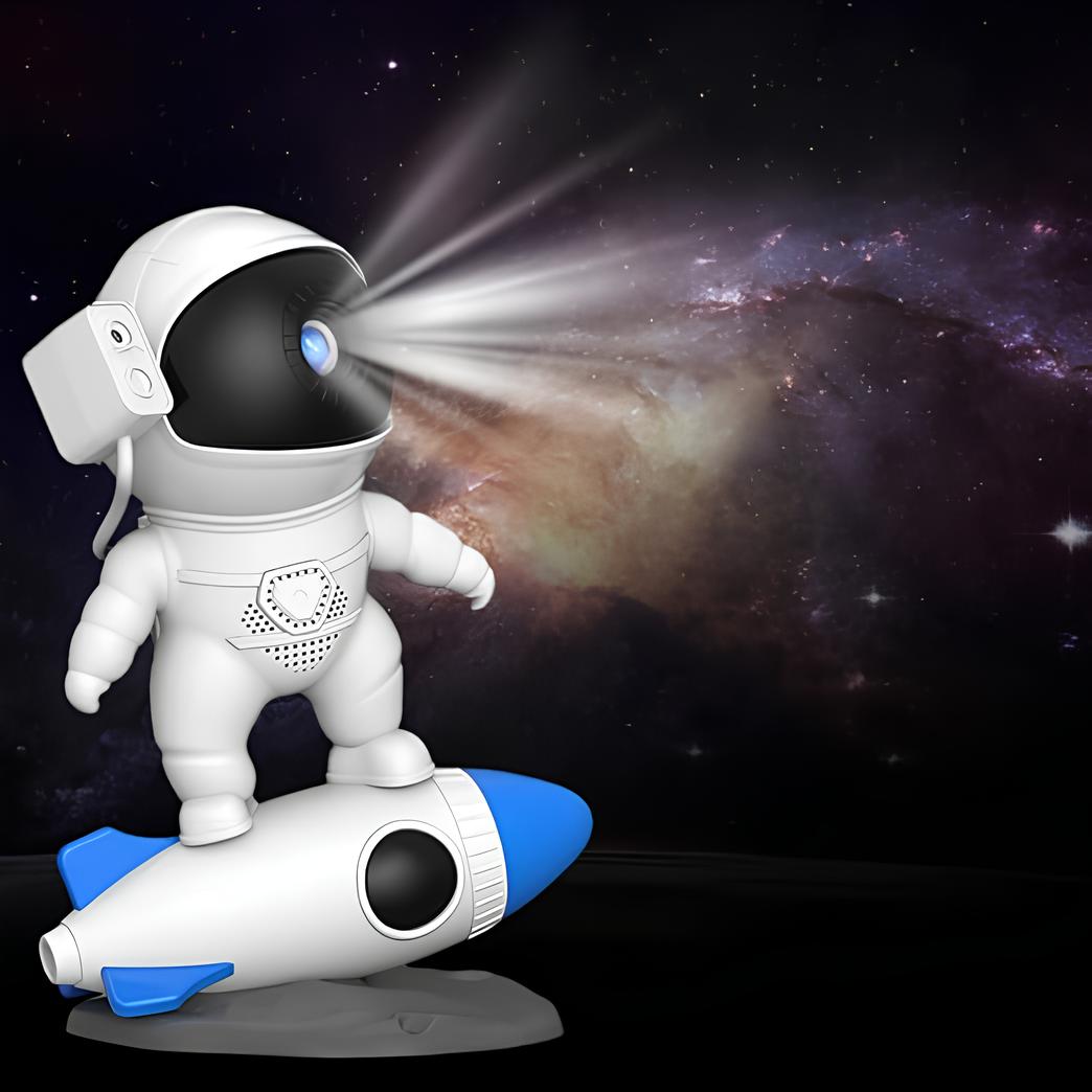Nattlys og stjernelys for barnerom. Astronautlampe med Bluetooth-høyttaler og stemningslys.