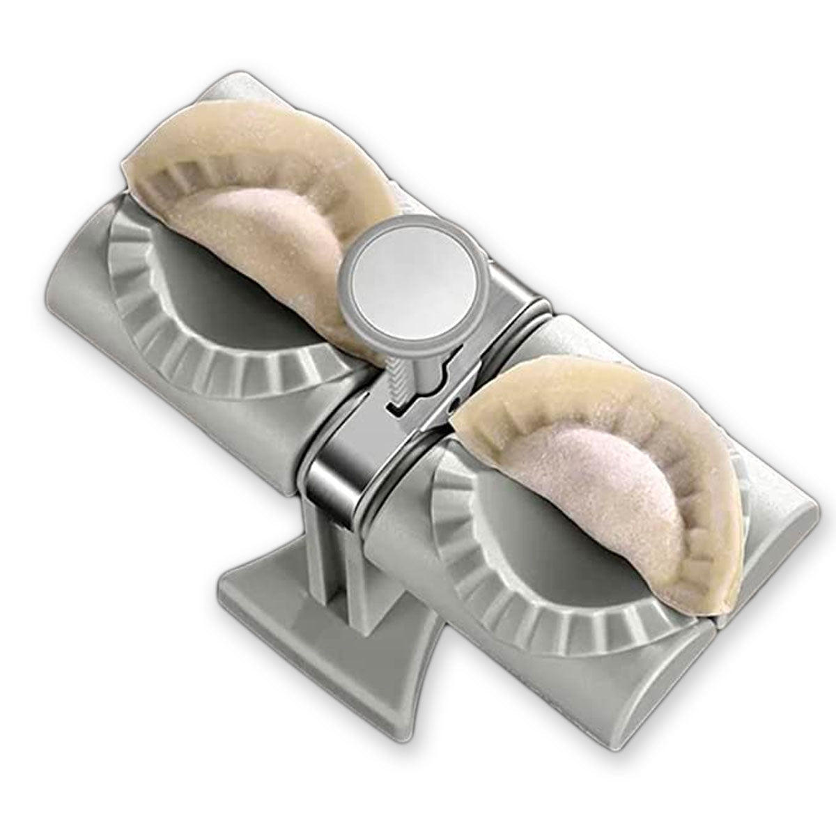 Automatisk dumplingformer i rustfritt stål for raske, perfekte hjemmelagde dumplings. Enkel matlaging.