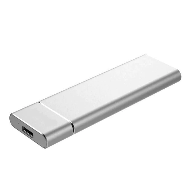 Slank bærbar harddisk i blått aluminium med rask USB-tilkobling. Ideell for ekstern lagring av store mediefiler.