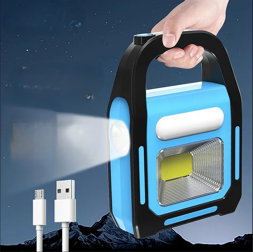 Vanntett LED-lanterne med solcelle og USB-lading. Optimalt utendørslys og bærbar powerbank.