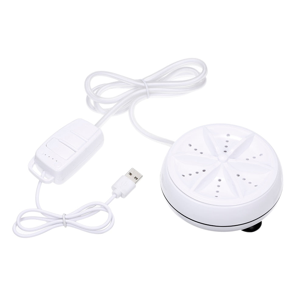 Bærbar mini vaskemaskin med ultralyd, ideell for reise og små leiligheter. Kompakt og energibesparende.