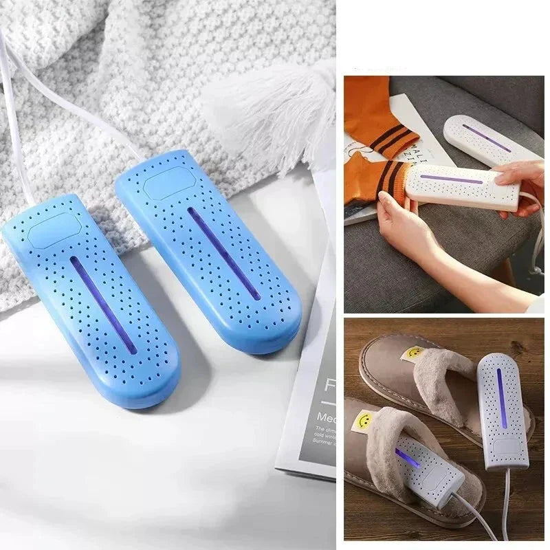 Fuktfjerner og sterilisator for sko. Holder skoene tørre, friske og luktfrie med UV-teknologi.