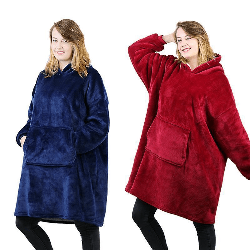 Mykt bærbart teppe for kvinner, ideelt som hjemmekos-accessoire eller praktisk jakke.