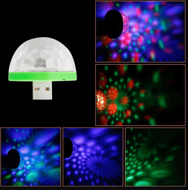 Stilig sopplampe med fargerikt diskolys, USB-drevet og bærbar for å skape feststemning hvor som helst.