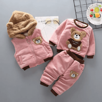 Enestående baby vinterdress med morsomt bjørnedesign