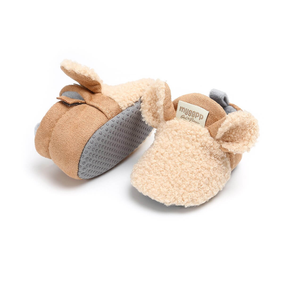 Babyartikler: Første sko med lamme-design, hvit, sklisikker, bomull, perfekt for babyens grunnleggende utstyr
