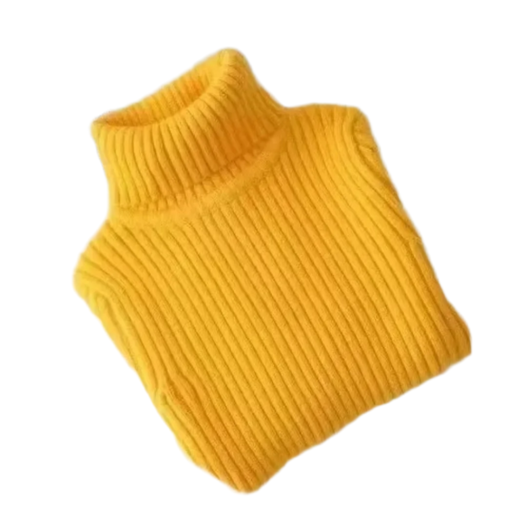 Barn turtleneck strikkegenser i myk ull, perfekt for vinteren.