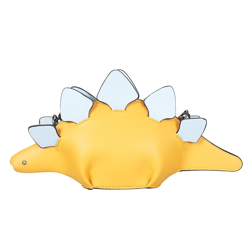 Barnas 3D Stegosaurus crossbody-veske i grønt PU-lær. Leken dinosaurveske, perfekt tilbehør.