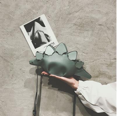 Detaljbilde av 3D dinosaur crossbody-veske for barn. Kvalitets PU-lær, justerbar reim.
