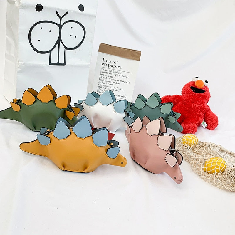Gaveidé: 3D dinosaur crossbody-veske i PU-lær til barn. Unik, trendy mote, stilig tilbehør.