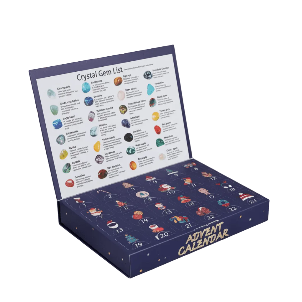 Barnas adventskalender med 24 ekte edelstener for læring og lek